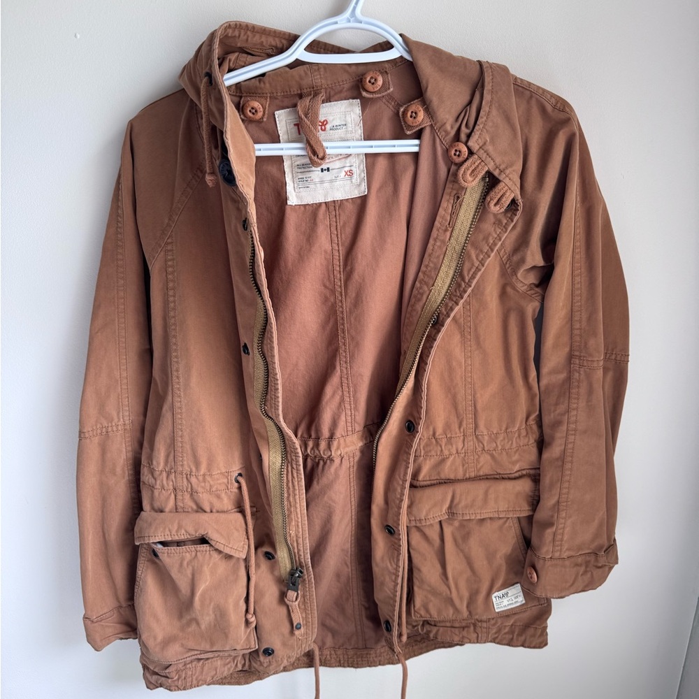 TNA Brown Military Field Jacket with Hood